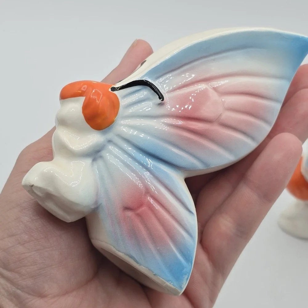 Vintage Fairy Pixie Butterfly Salt And Pepper Shakers Made In Japan
